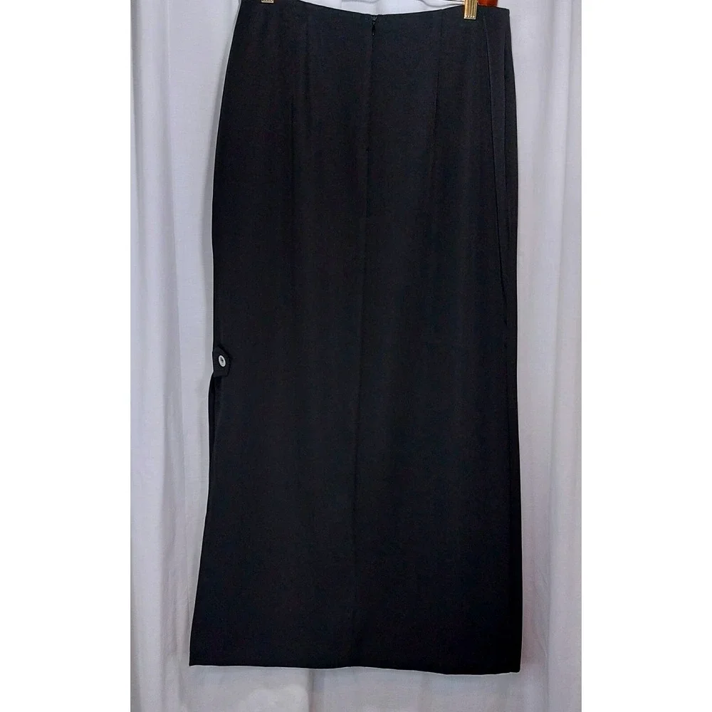 GIORGIO FIORLINI Collection A-Line Dressy Maxi Skirt Size 10 Black Side‎ Slit